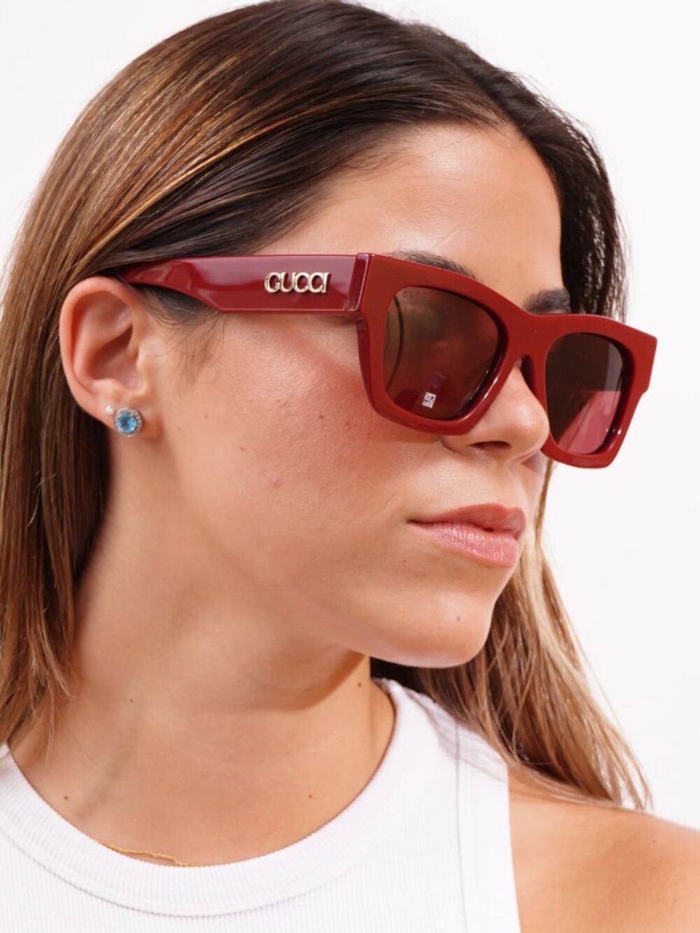 NEW GUCCI SUNGLASSES WOMEN BURGUNDY/RED EYEWEAR GUCCI GG1835SA 003